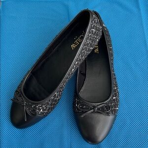 J. Crew Black and White Tweed Flats
